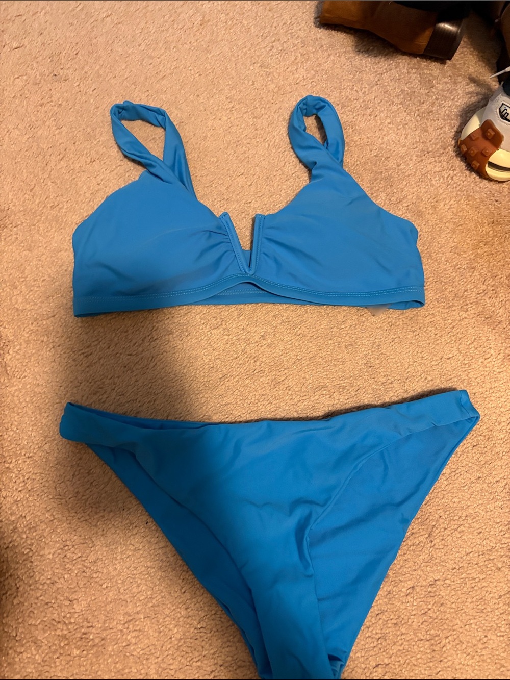 SHEIN Turquoise Blue V-Cut Bikini Set